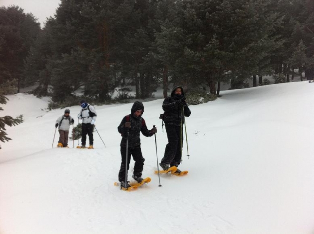  usando os raquetes de neve 